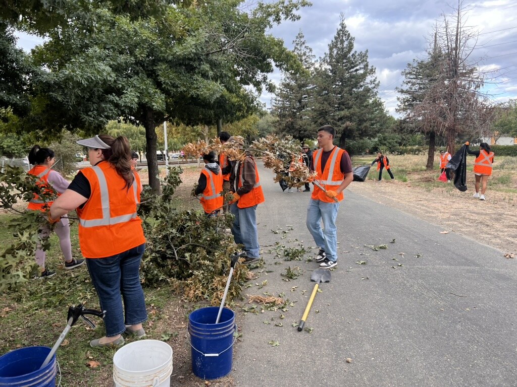 Students completing a community service work-based learning project through Activate Works